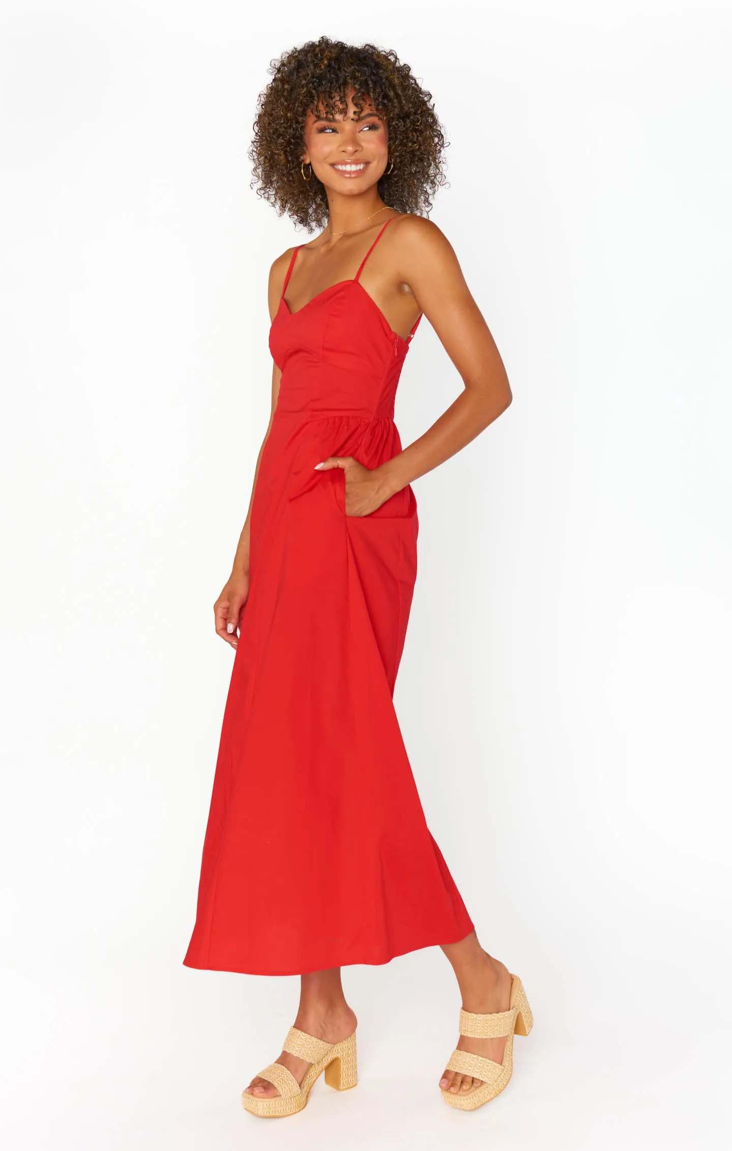 Allegra Midi Dress | Cherry Poplin
