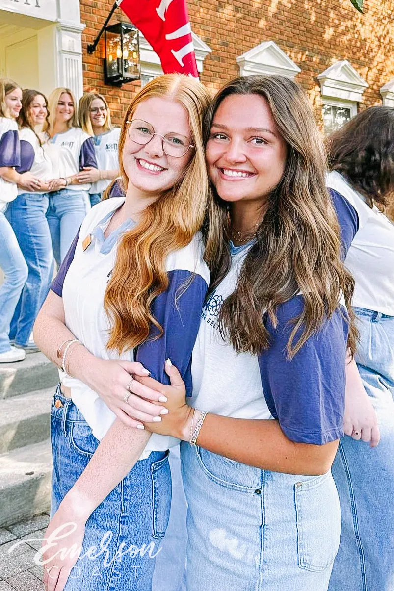 Alpha Omicron Pi PR Infinity Rose Colorblock Henley Tee