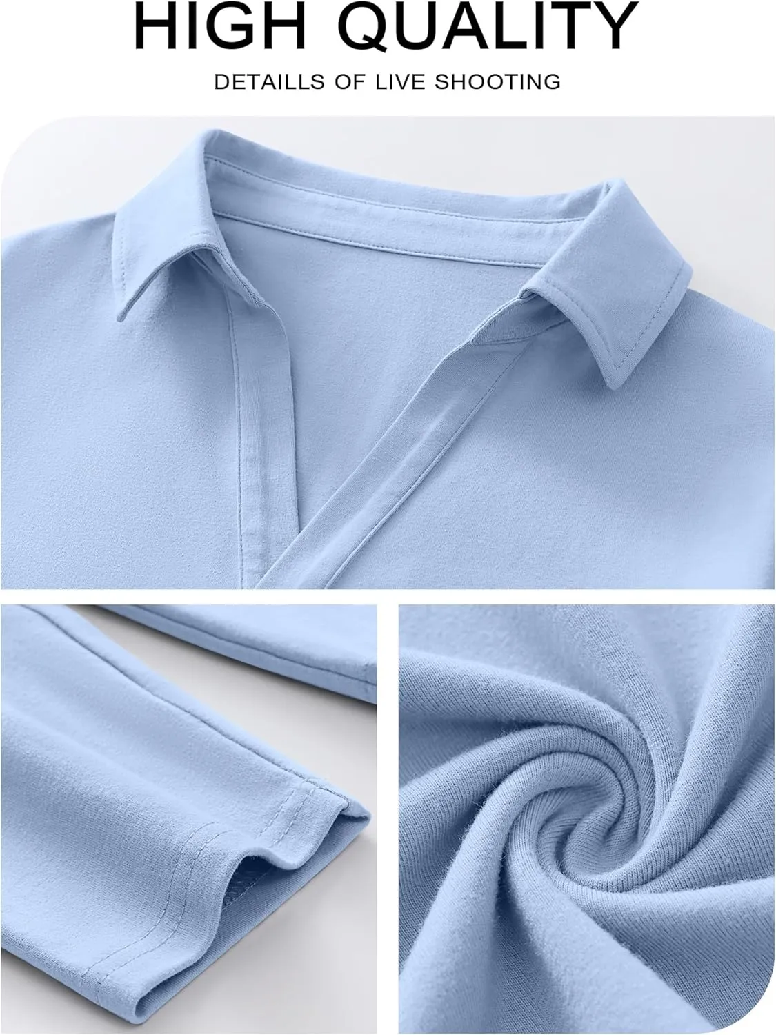 ANRABESS Women Long Sleeve Polo Shirts Casual V Neck Collared Boxy Fit Dressy Work Blouse Top Spring Outfits