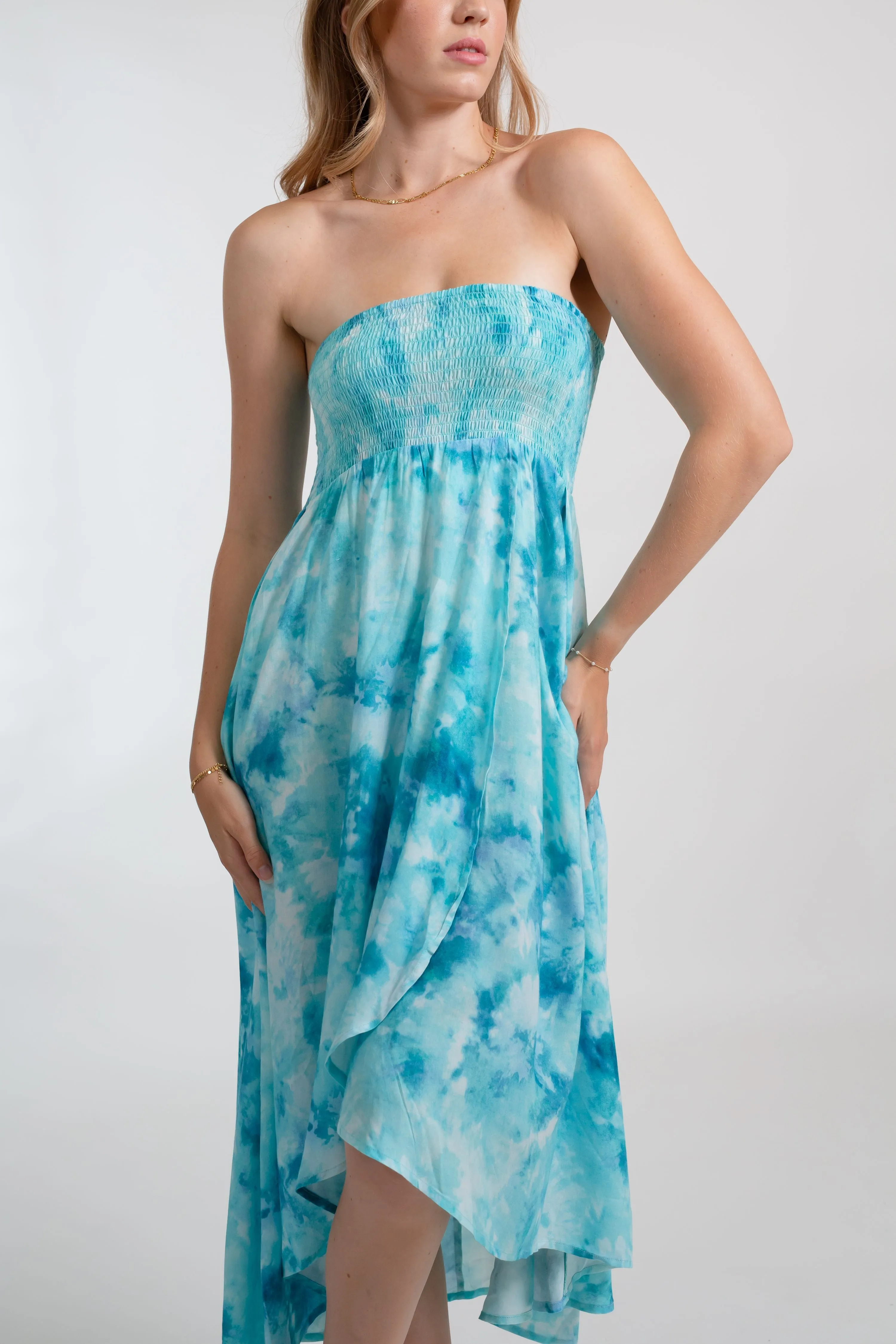 Aquarelle Tie Dye Convertible Bandeau Dress