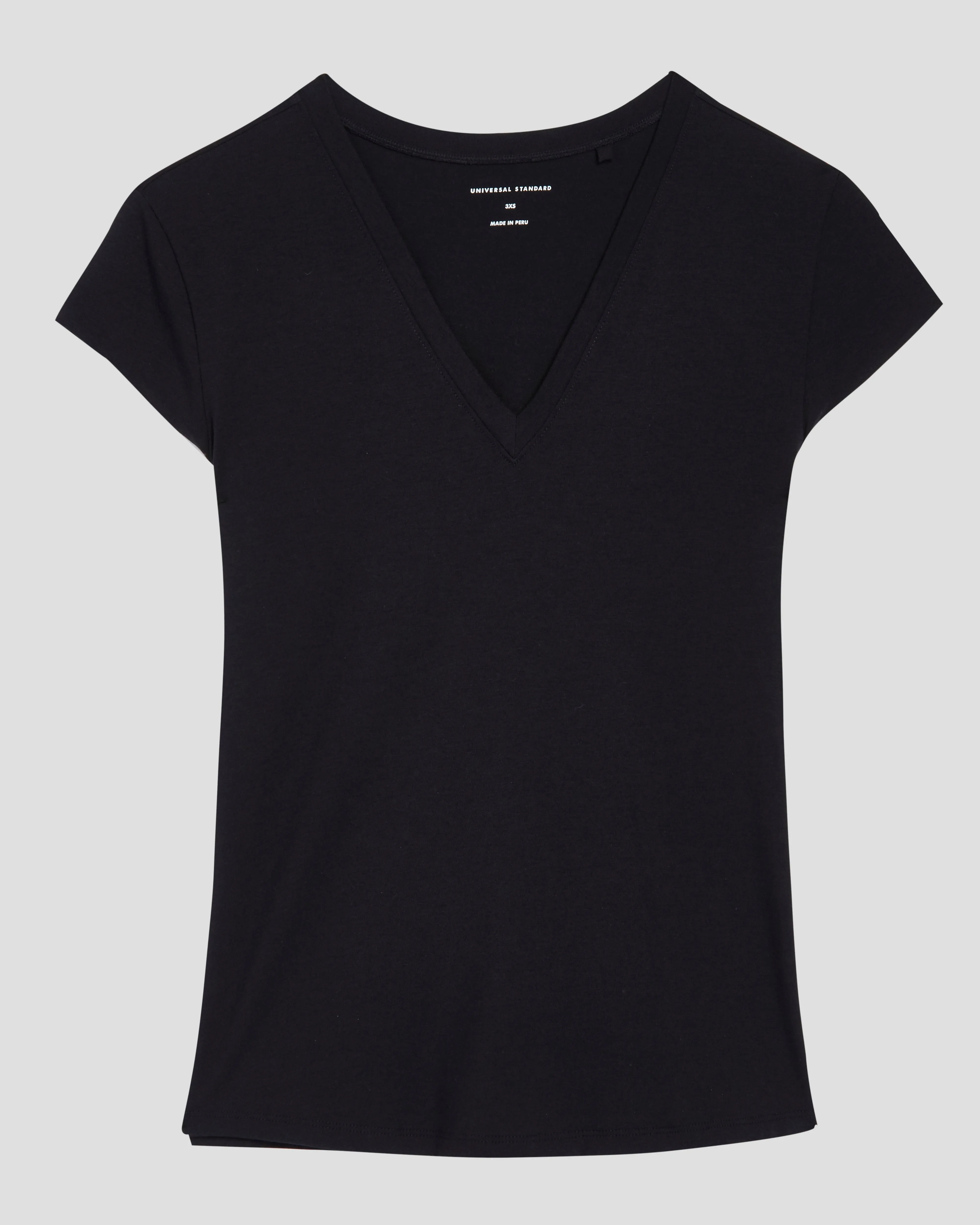 Ashley V Neck Cap Sleeve Tee - Black
