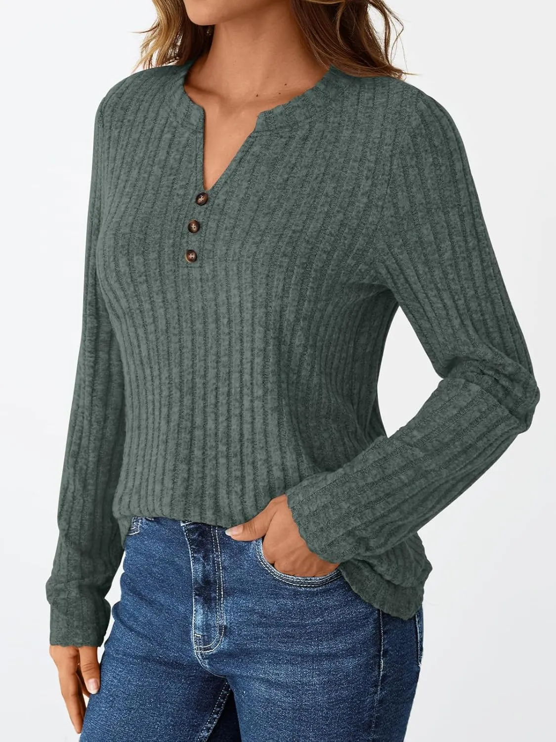 AUTOMET Womens Henley V Neck Long Sleeve Shirt Fall Dreesy Casual Tunic Loose Fit Top Sweater