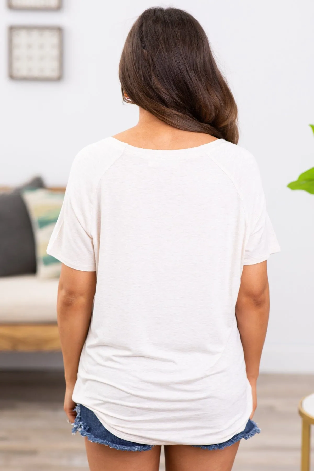 Beige Basic V-Neck Tee