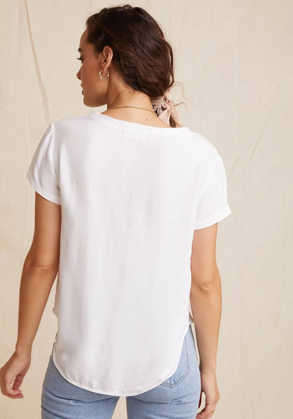 Bella Dahl V-Neck Short Sleeve Tee White