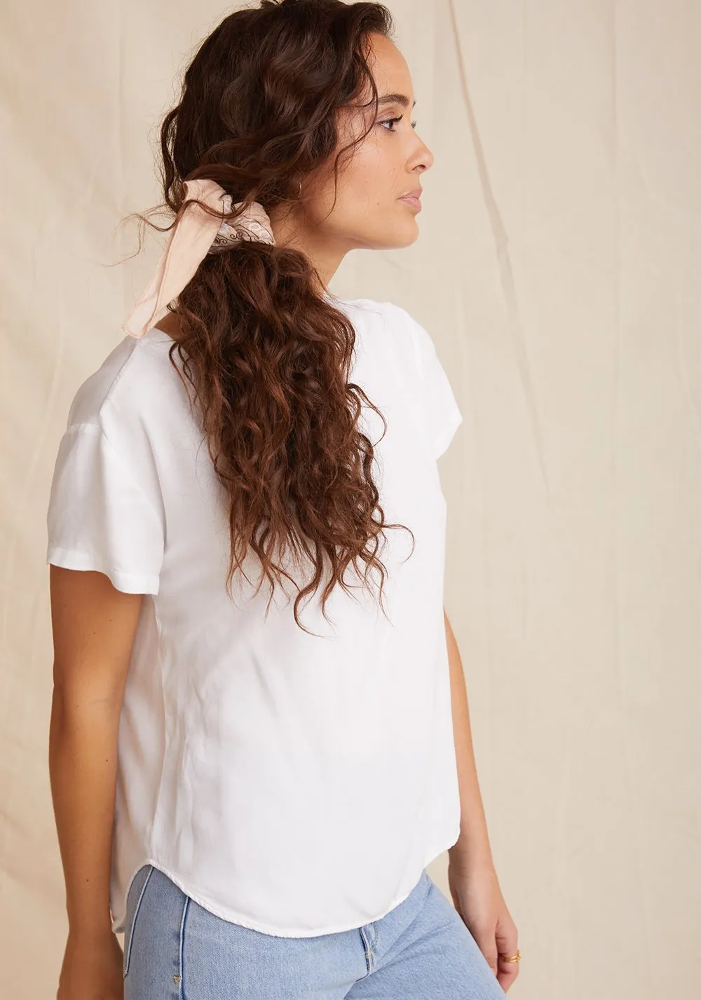 Bella Dahl V-Neck Short Sleeve Tee White