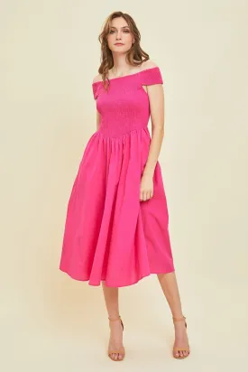 Blue Zone Planet |  HEYSON Off-Shoulder Smocked Midi Dress