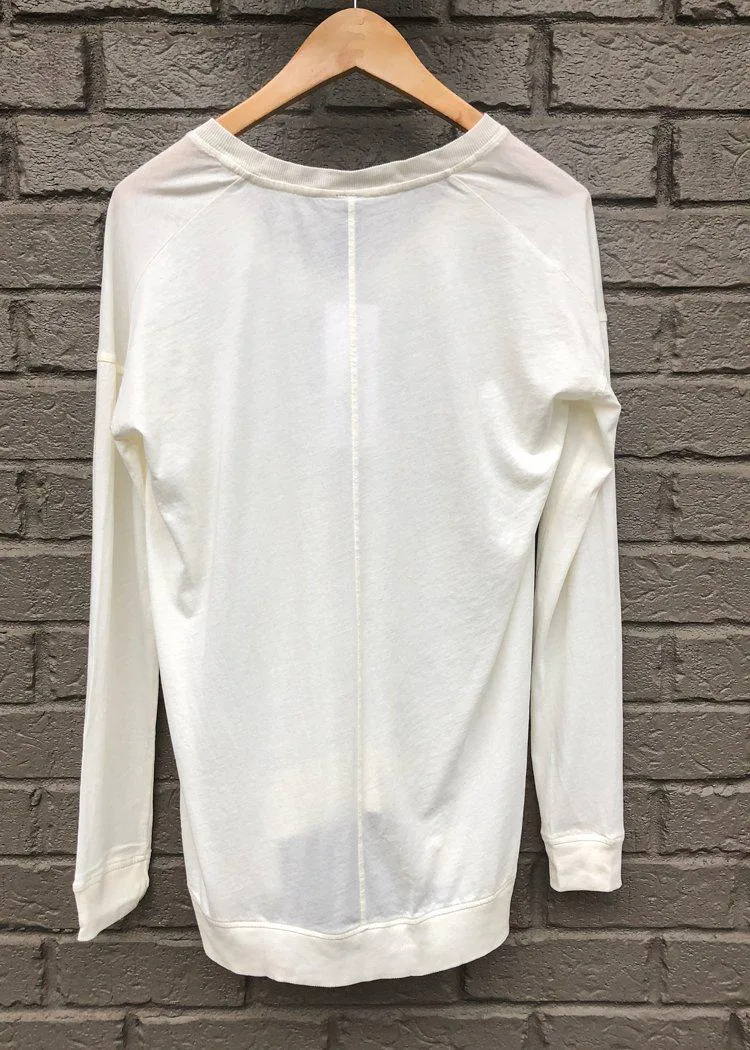 Bobi Essential Long Sleeve V Neck Tee-Cream