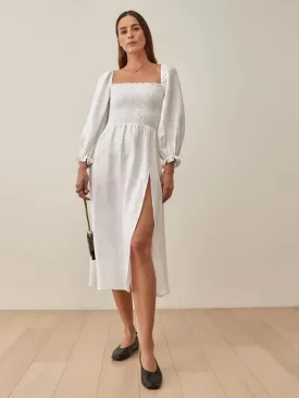 Bubble Sleeve Slit Dress