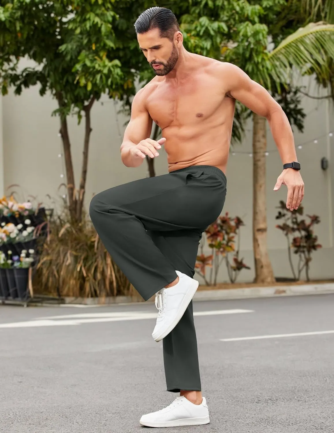 COOFANDY Men Jogger Yoga Sweatpants Casual Athletic Elastic Waist Pants Open Bottom Trouser Jersey Knit Pants with Pockets