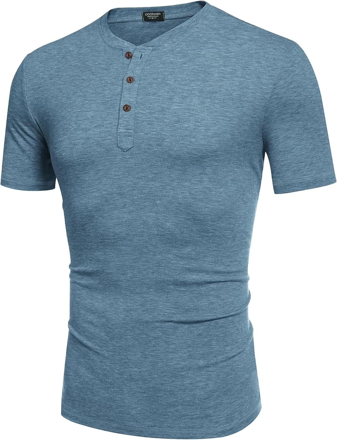 COOFANDY Men's Henley Shirts Short Sleeve Casual Basic Tee Summer Button Henley Soild T Shirts