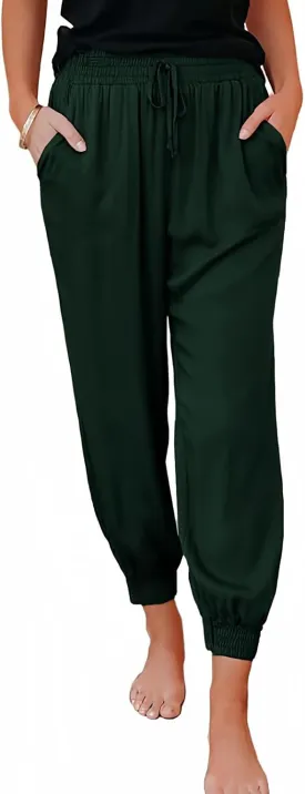 Dokotoo Womens 2023 Soft Casual Drawstring Tie Elastic Waist Loose Jogger Pants with Pockets