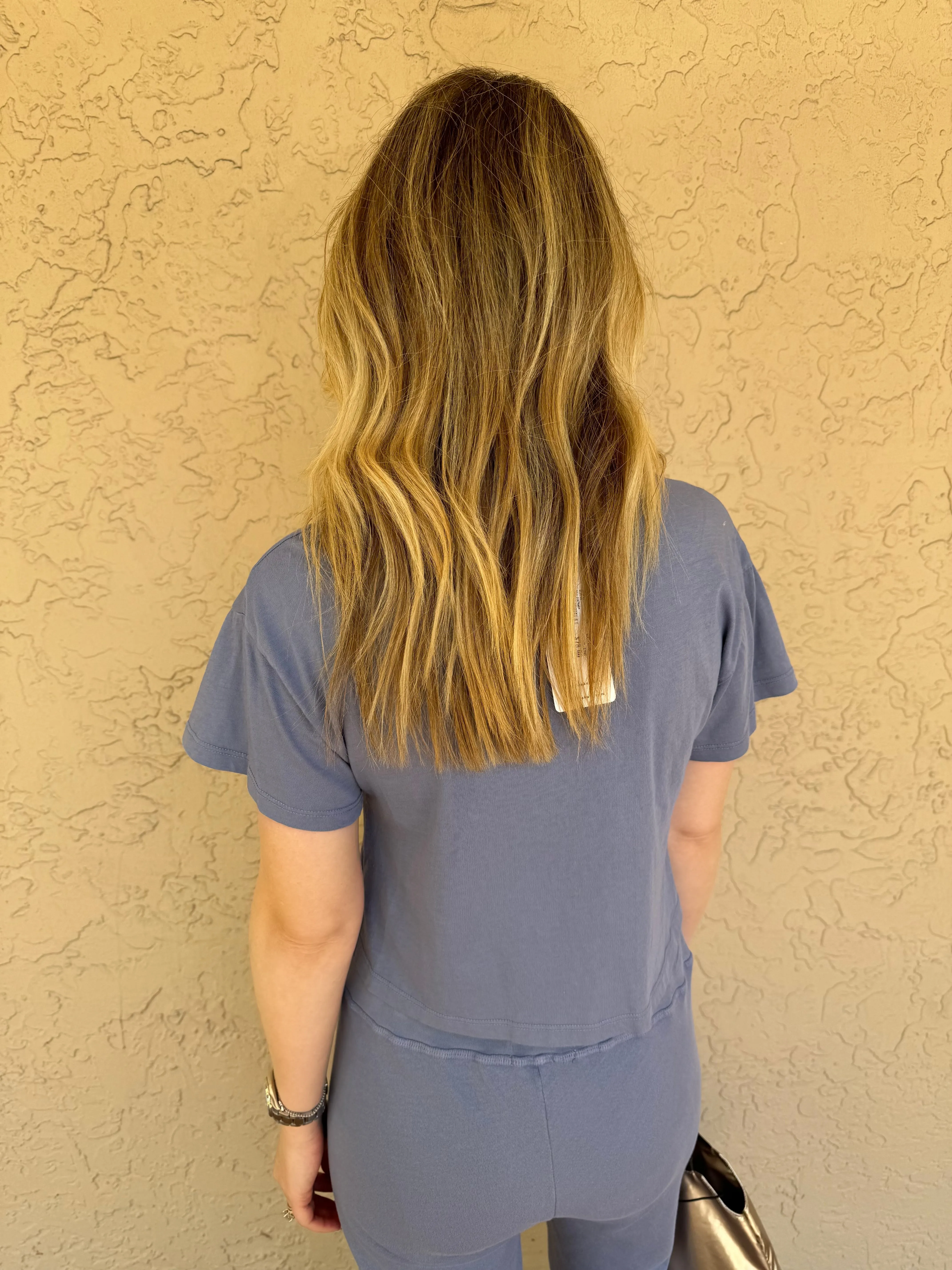 Drew Crop T-Shirt - Slate Blue