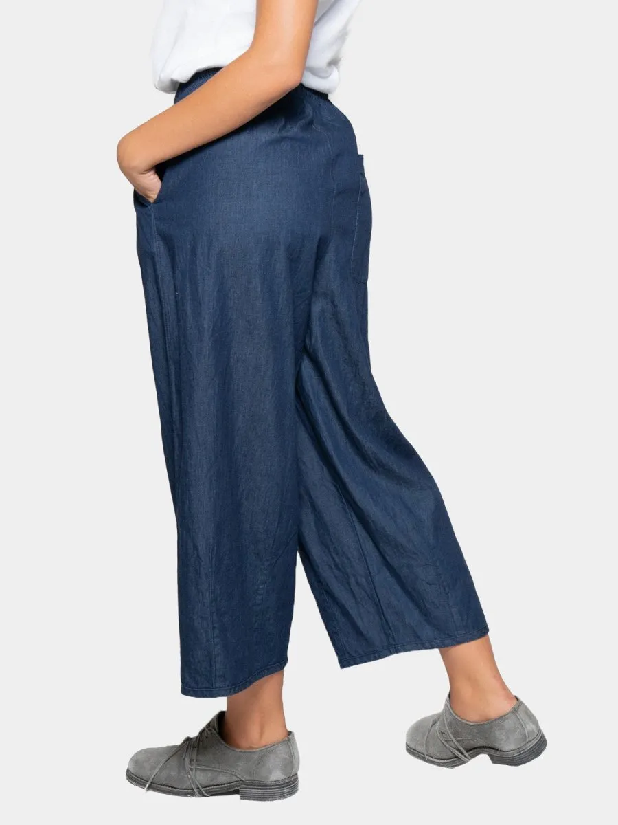 Elastic Tie Waist Denim Culotte