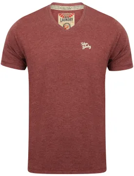 Essential V-Neck T-shirt in Bordeaux Marl - Tokyo Laundry