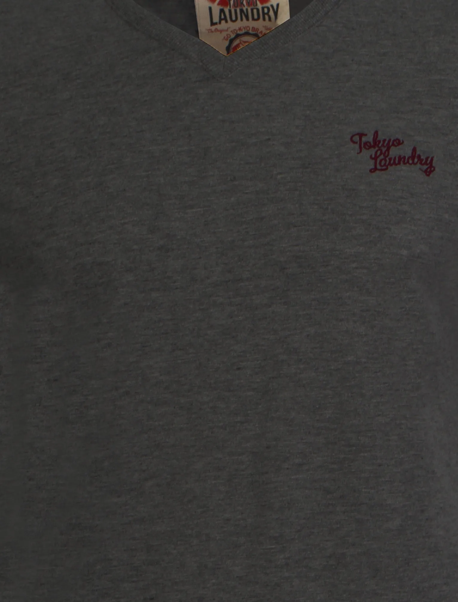 Essential V-neck T-shirt in Charcoal Marl - Tokyo Laundry