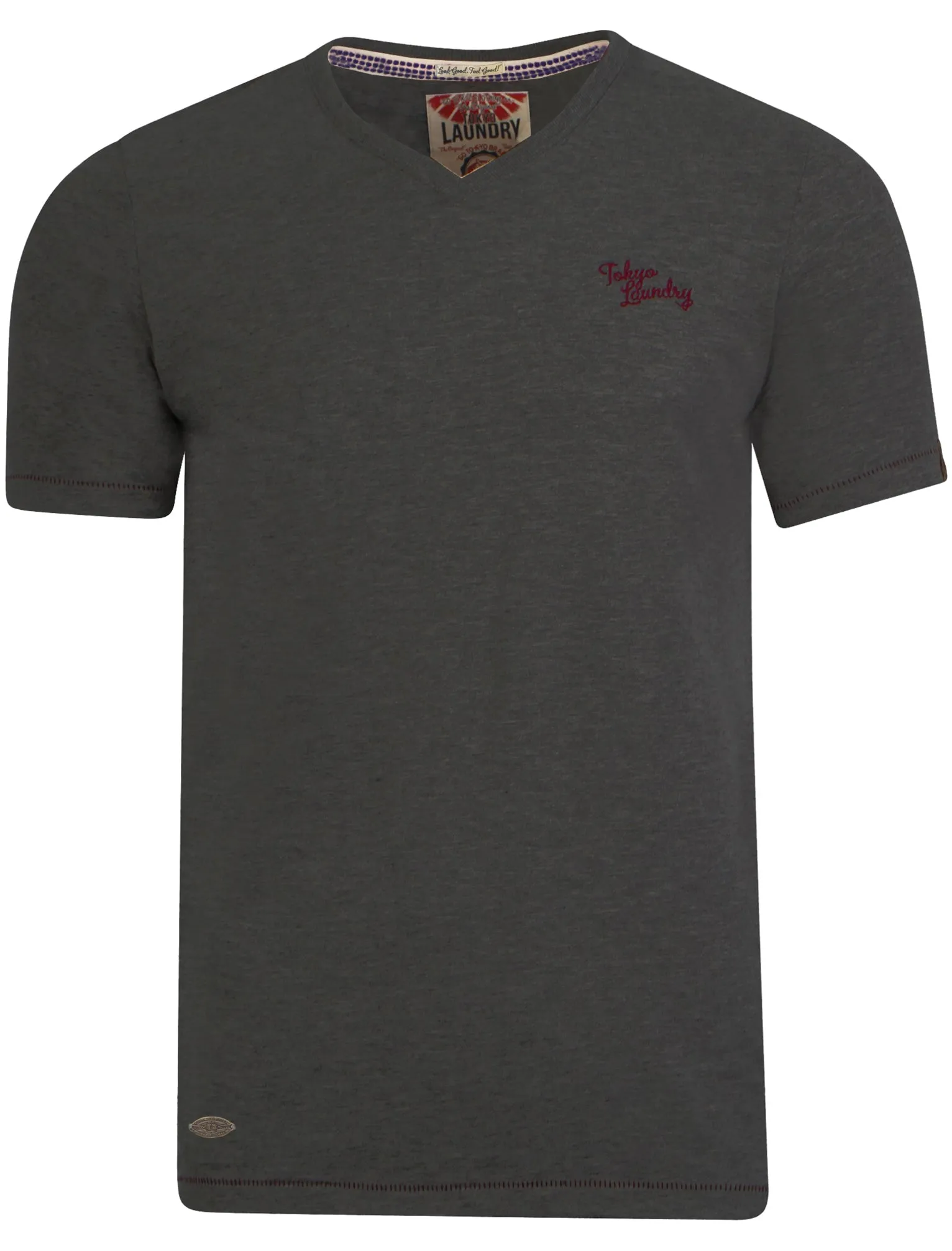 Essential V-neck T-shirt in Charcoal Marl - Tokyo Laundry