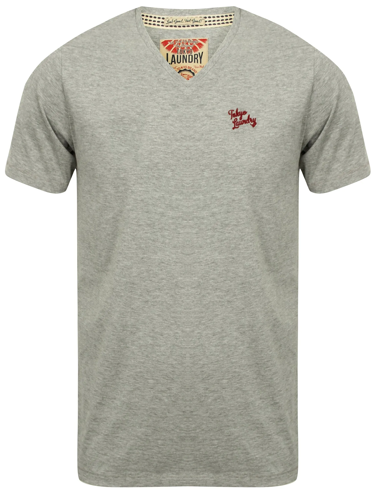 Essential V-Neck T-Shirt in Light Grey Marl - Tokyo Laundry