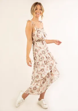 Floral Tassel Tie Midi Dress