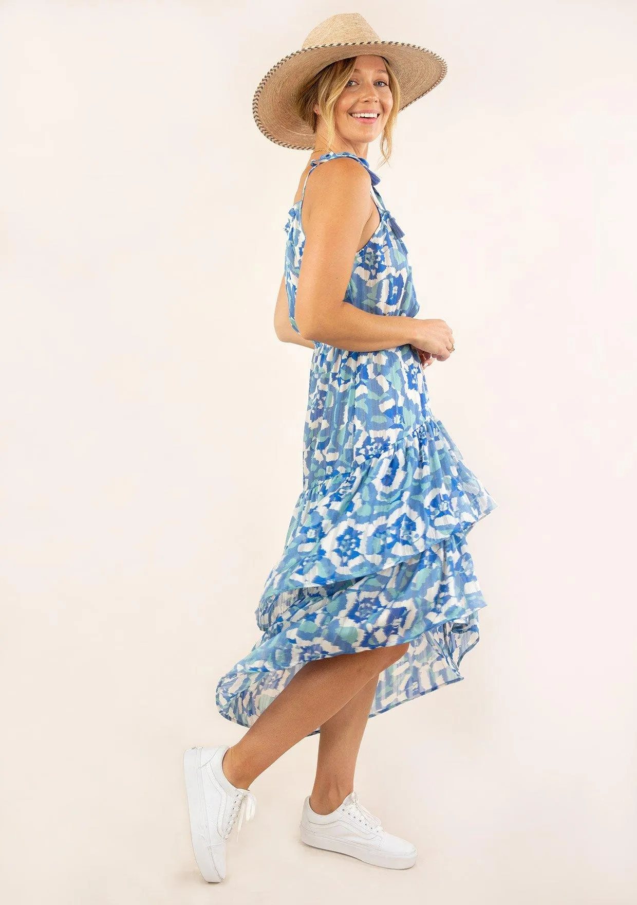 Floral Tassel Tie Midi Dress