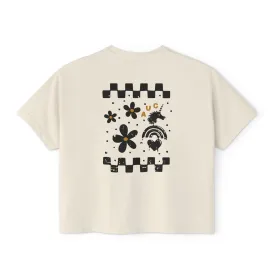 Flowers Off the Wall - Semi-Crop Boxy Tee - Women's