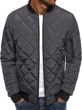 Gafeng Mens Flight Bomber Diamond Quilted Jacket Lightweight Varsity Jackets Winter Warm Padded Coats Outwear