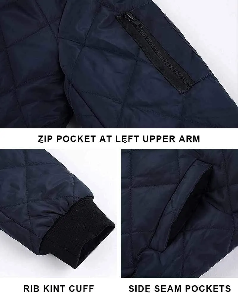 Gafeng Mens Flight Bomber Diamond Quilted Jacket Lightweight Varsity Jackets Winter Warm Padded Coats Outwear