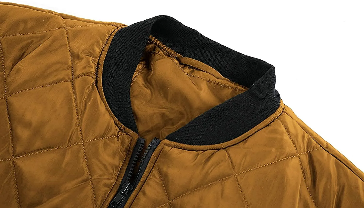 Gafeng Mens Flight Bomber Diamond Quilted Jacket Lightweight Varsity Jackets Winter Warm Padded Coats Outwear