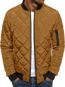 Gafeng Mens Flight Bomber Diamond Quilted Jacket Lightweight Varsity Jackets Winter Warm Padded Coats Outwear