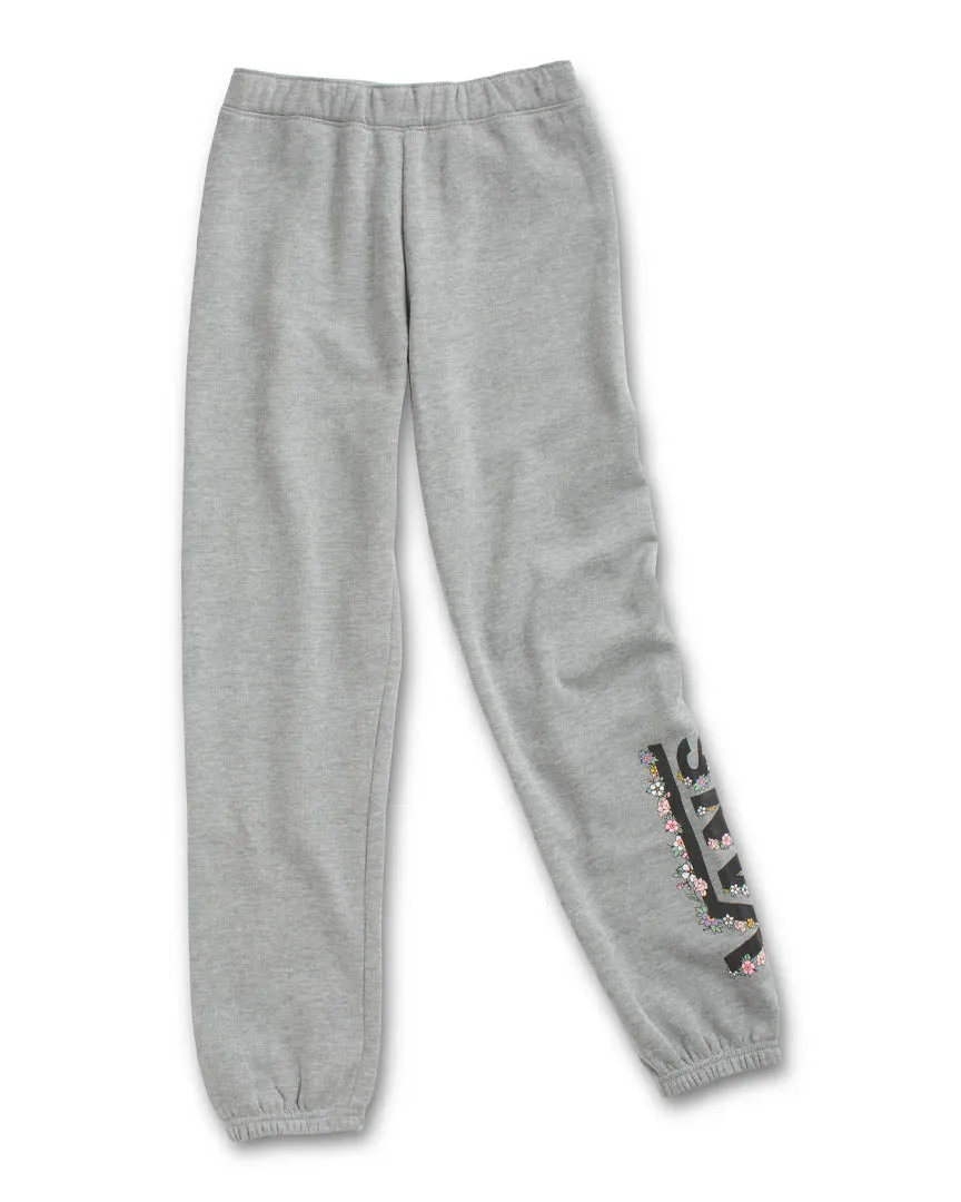 Girls Floral V Sweatpants - Heather Grey