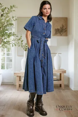 Gisselle Washed Denim Midi Dress