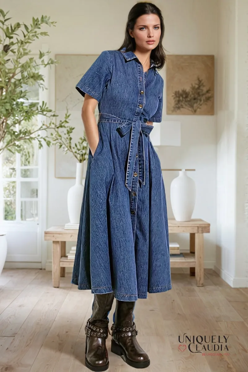 Gisselle Washed Denim Midi Dress