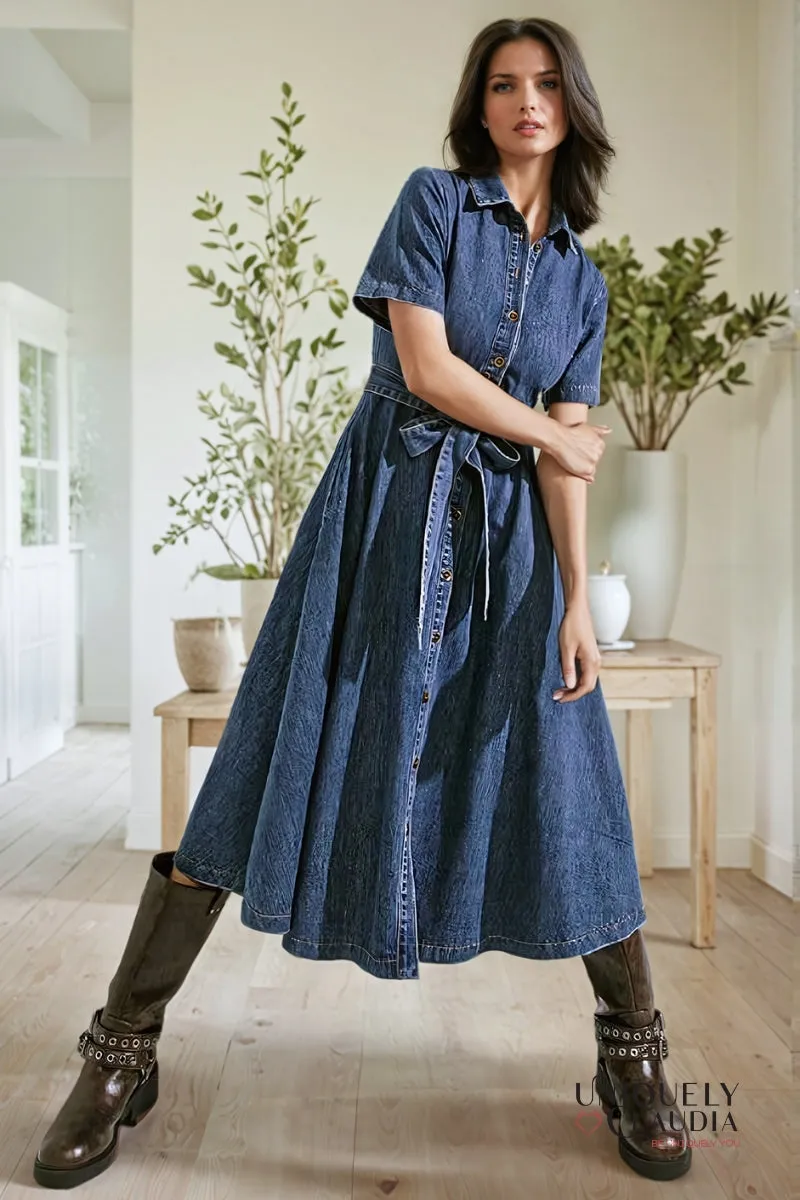 Gisselle Washed Denim Midi Dress