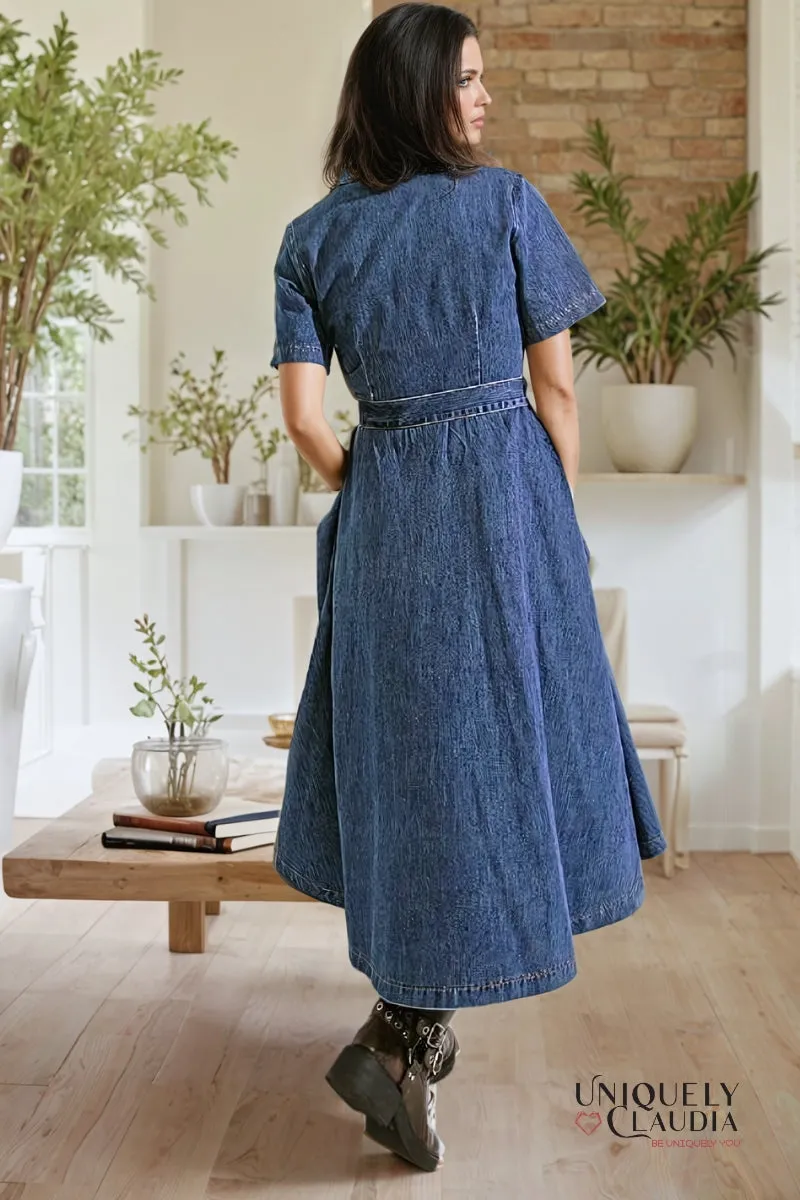 Gisselle Washed Denim Midi Dress