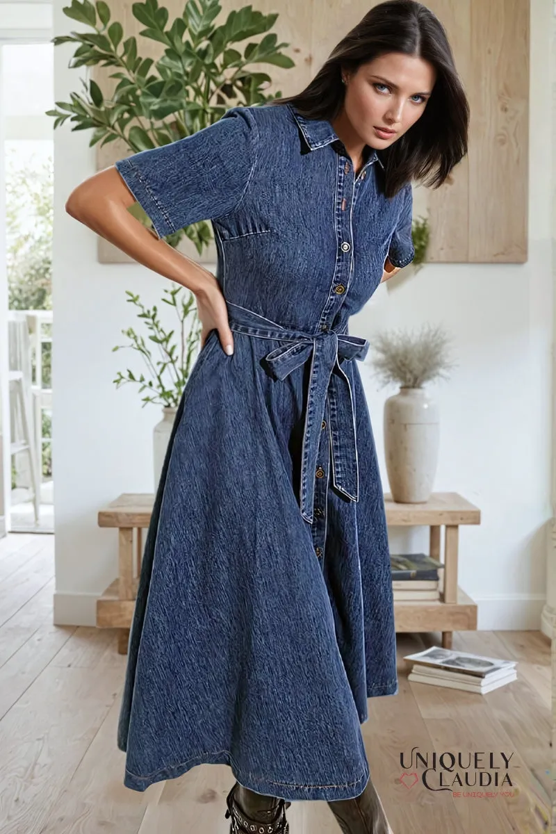 Gisselle Washed Denim Midi Dress