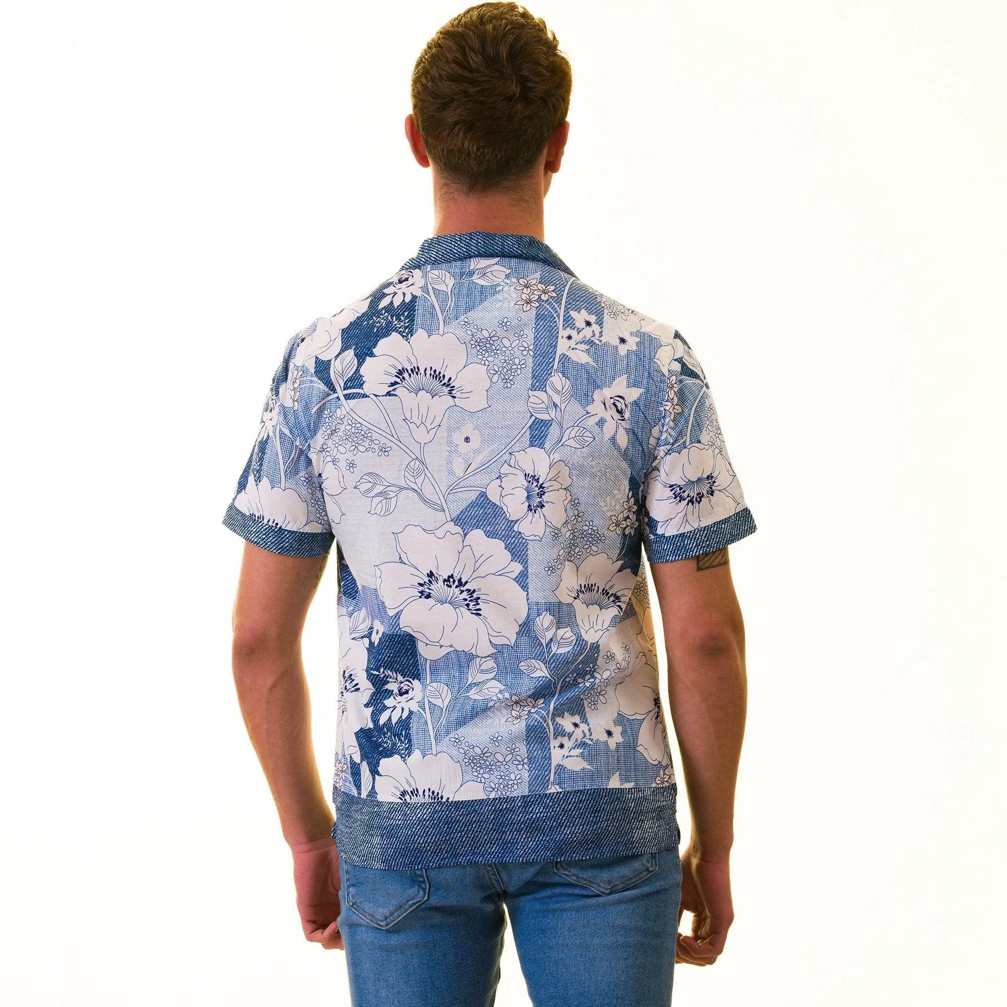 Gravity Homme Men's Weekend Shirt | Floral Denim