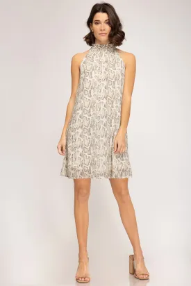 Hailey Smocked Mock Neck Animal Print Dress