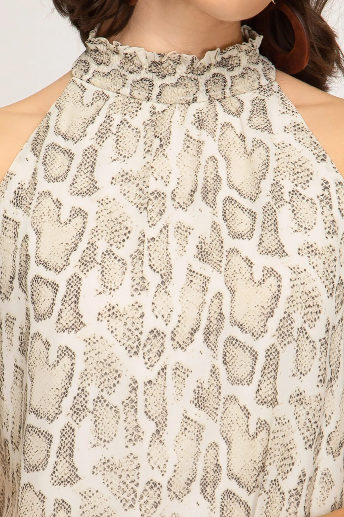 Hailey Smocked Mock Neck Animal Print Dress