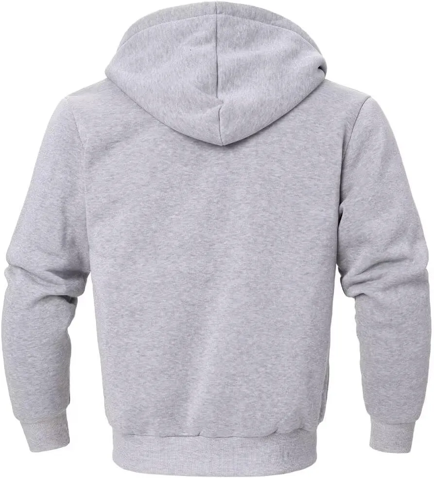 Heavyweight Sherpa Mens Zip Up Hoodie Thick Fleece Full-Zip Winter Hooded Jacket Fashion Pullover Sweatshirt
