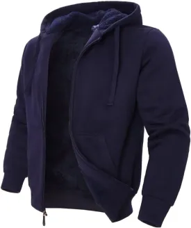 Heavyweight Sherpa Mens Zip Up Hoodie Thick Fleece Full-Zip Winter Hooded Jacket Fashion Pullover Sweatshirt