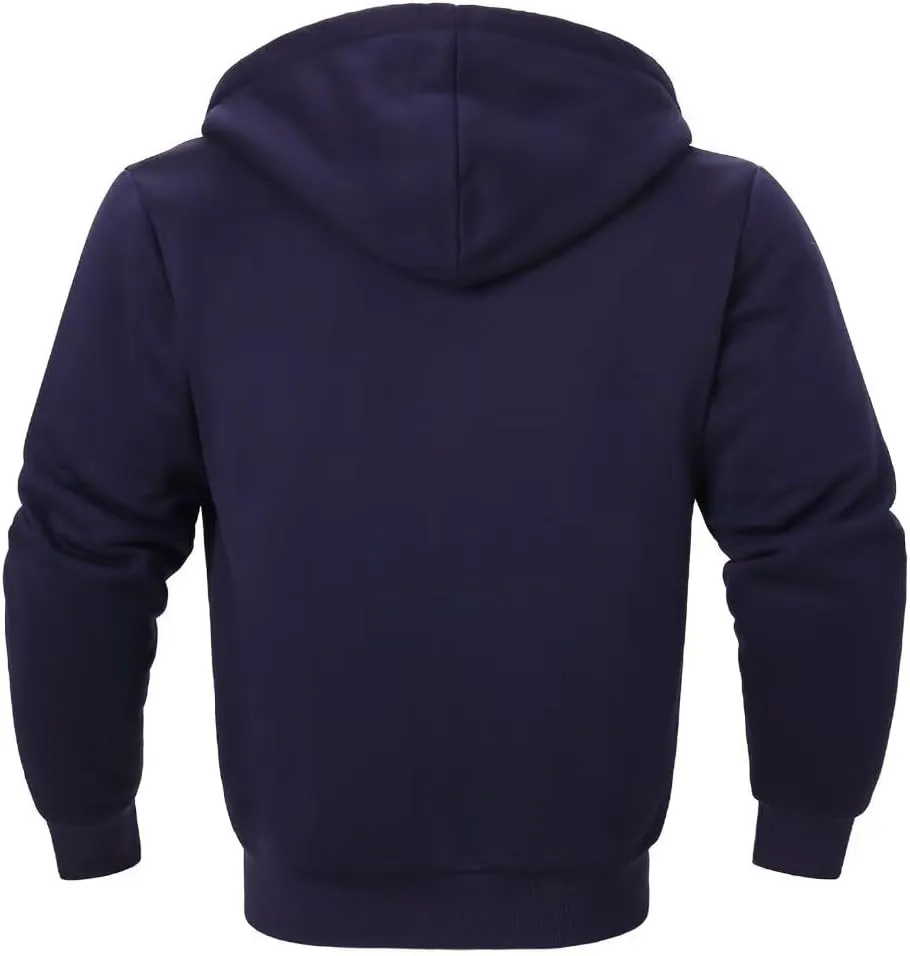 Heavyweight Sherpa Mens Zip Up Hoodie Thick Fleece Full-Zip Winter Hooded Jacket Fashion Pullover Sweatshirt