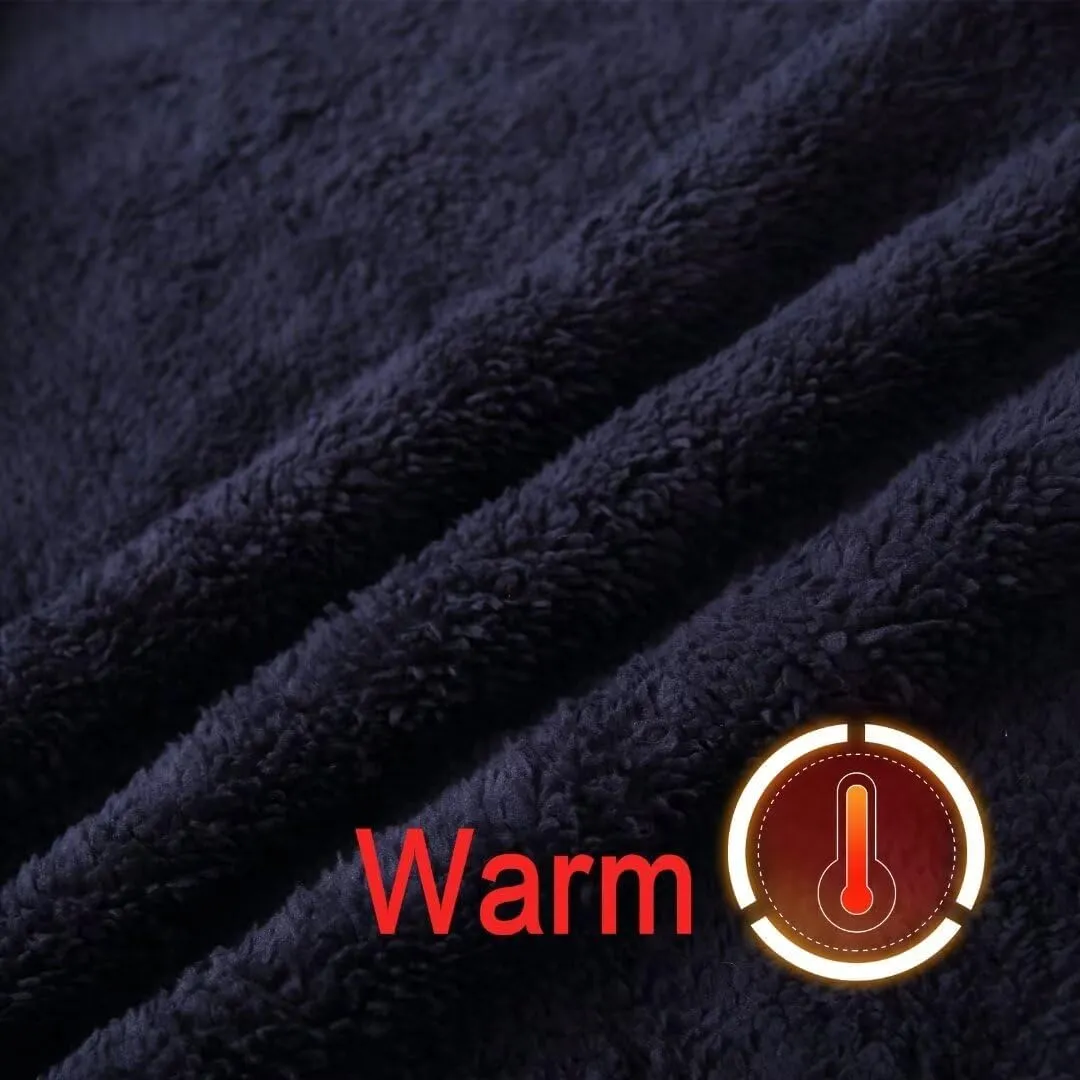 Heavyweight Sherpa Mens Zip Up Hoodie Thick Fleece Full-Zip Winter Hooded Jacket Fashion Pullover Sweatshirt