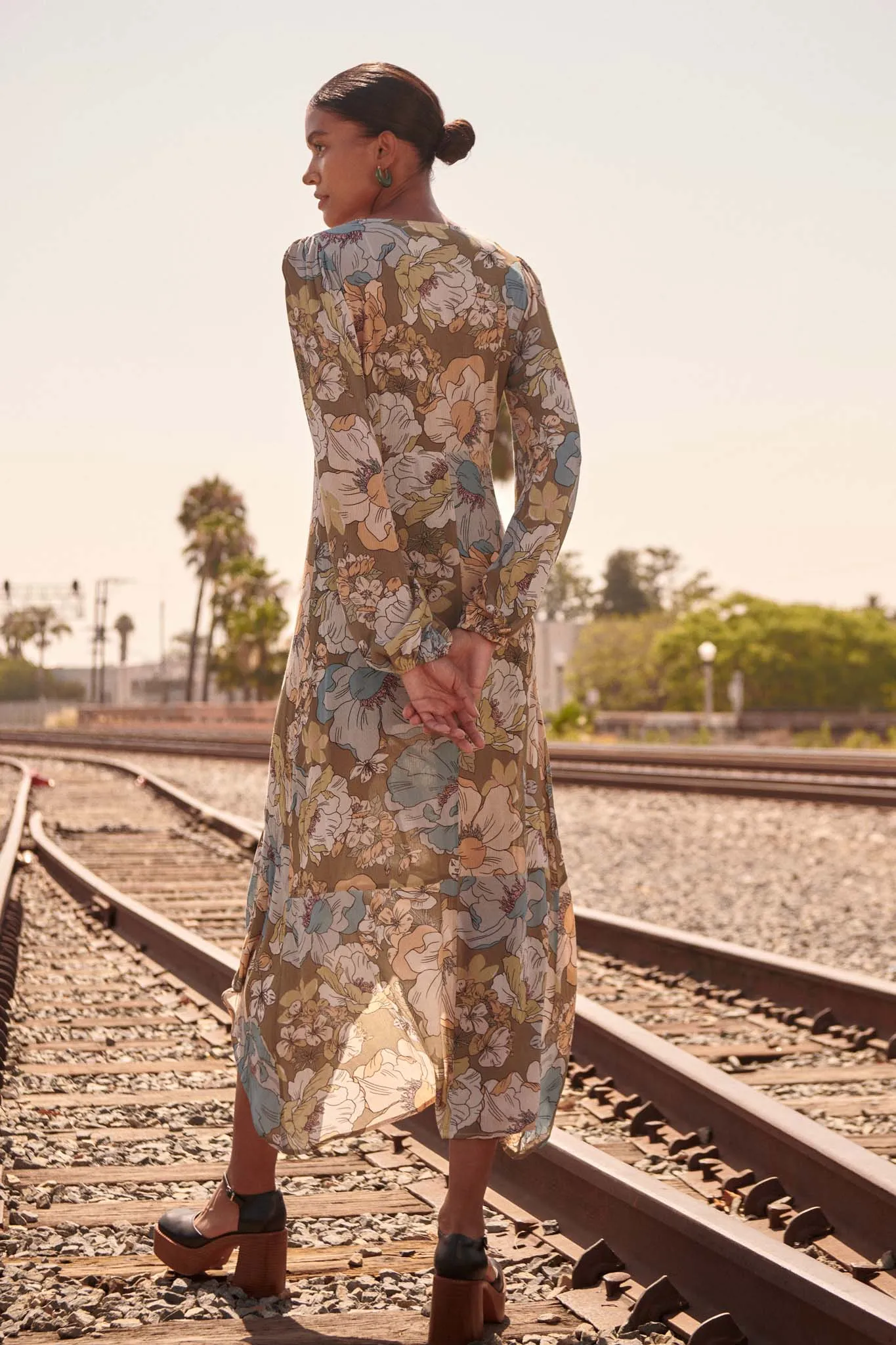 Heirloom Garden Floral High-Low Midi Dress