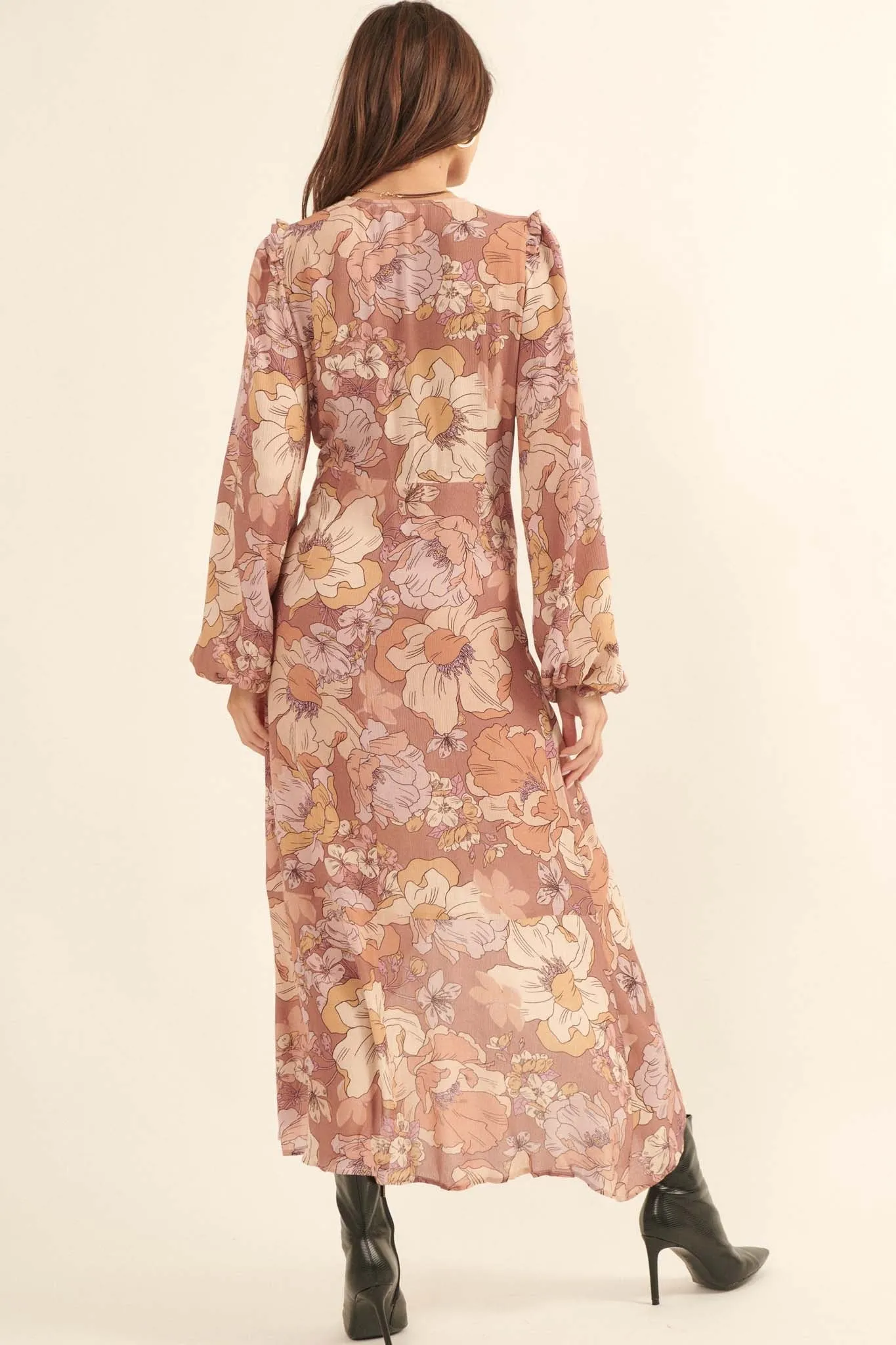Heirloom Garden Floral High-Low Midi Dress