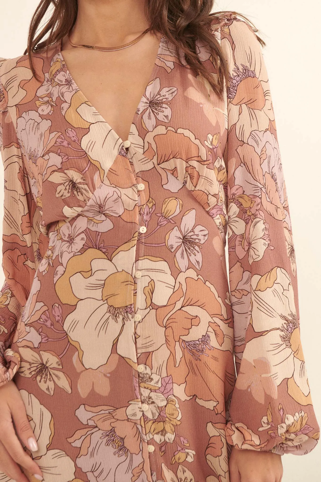 Heirloom Garden Floral High-Low Midi Dress