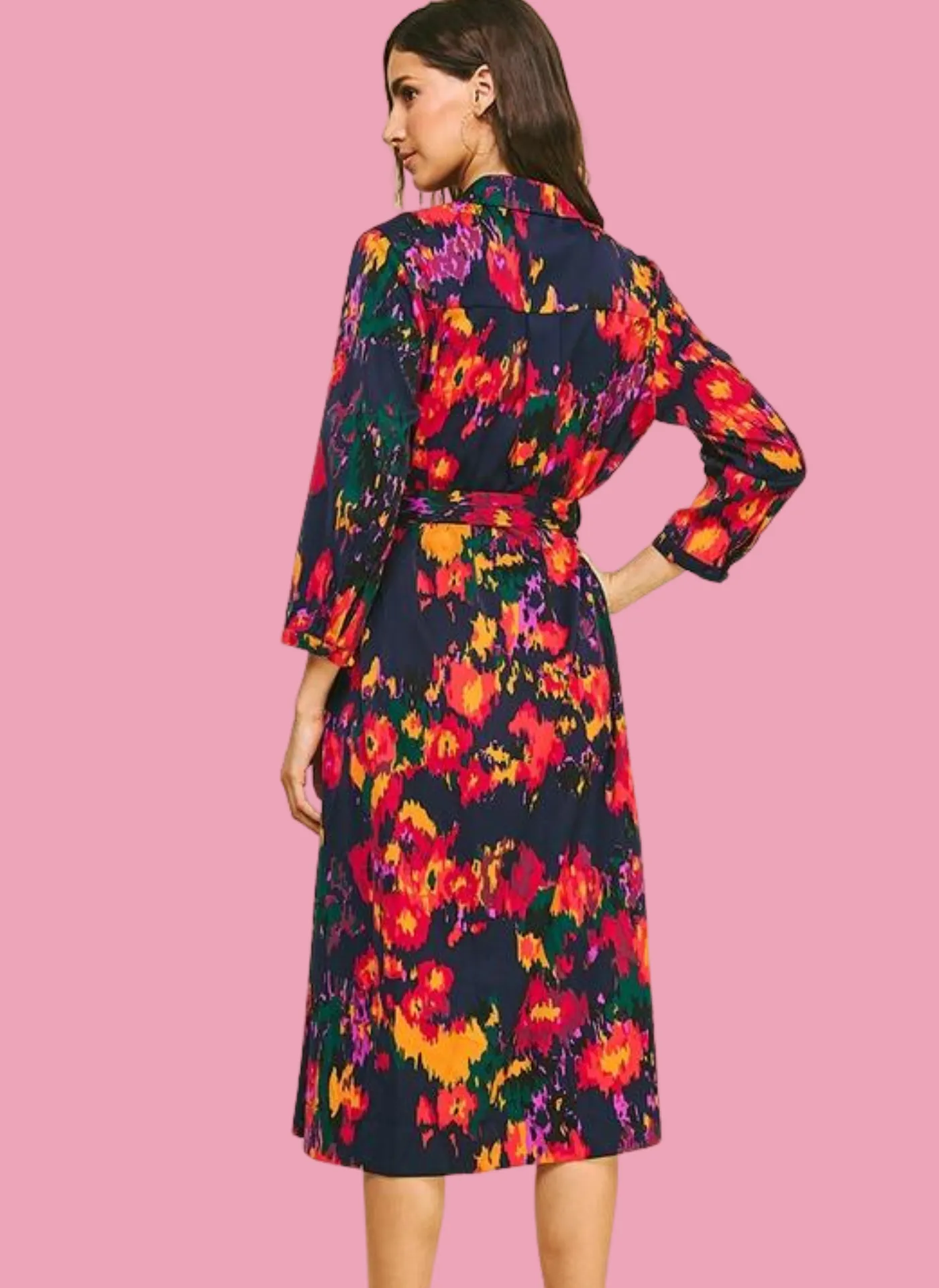 Ink Blot Midi Shirt Dress