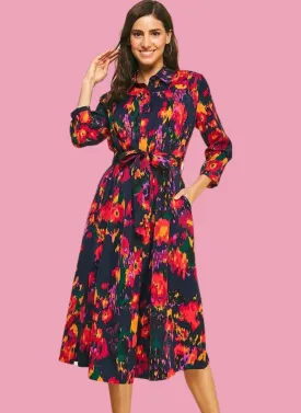 Ink Blot Midi Shirt Dress