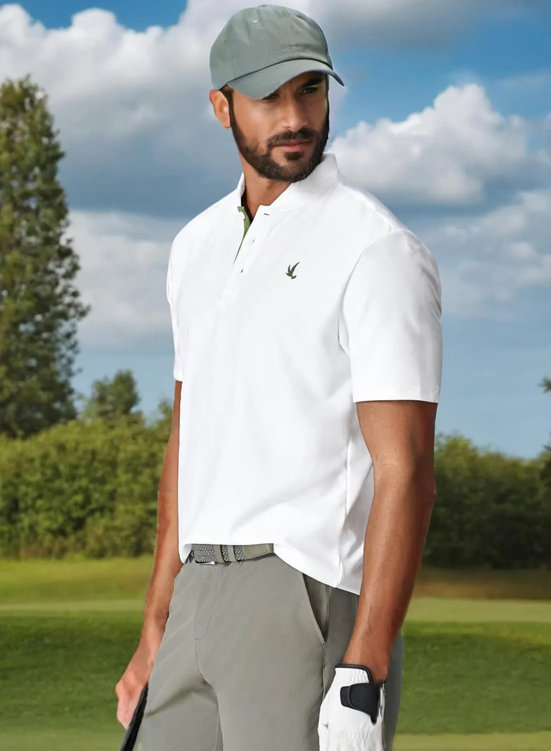 JMIERR Men's Polo Henley Shirt Moisture Wicking Quick Dry Summer Casual Short Sleeve Golf Polo T Shirts