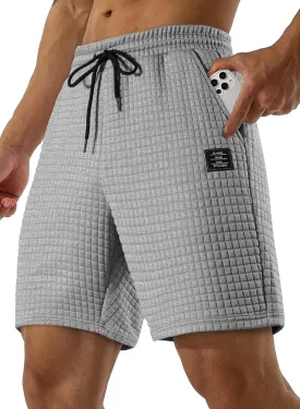 JMIERR Mens Sweat Shorts Casual Stretch Elastic Waist Waffle Workout Gym Short 7 inch Inseam Running Short with Pocket