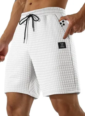 JMIERR Mens Sweat Shorts Casual Stretch Elastic Waist Waffle Workout Gym Short 7 inch Inseam Running Short with Pocket