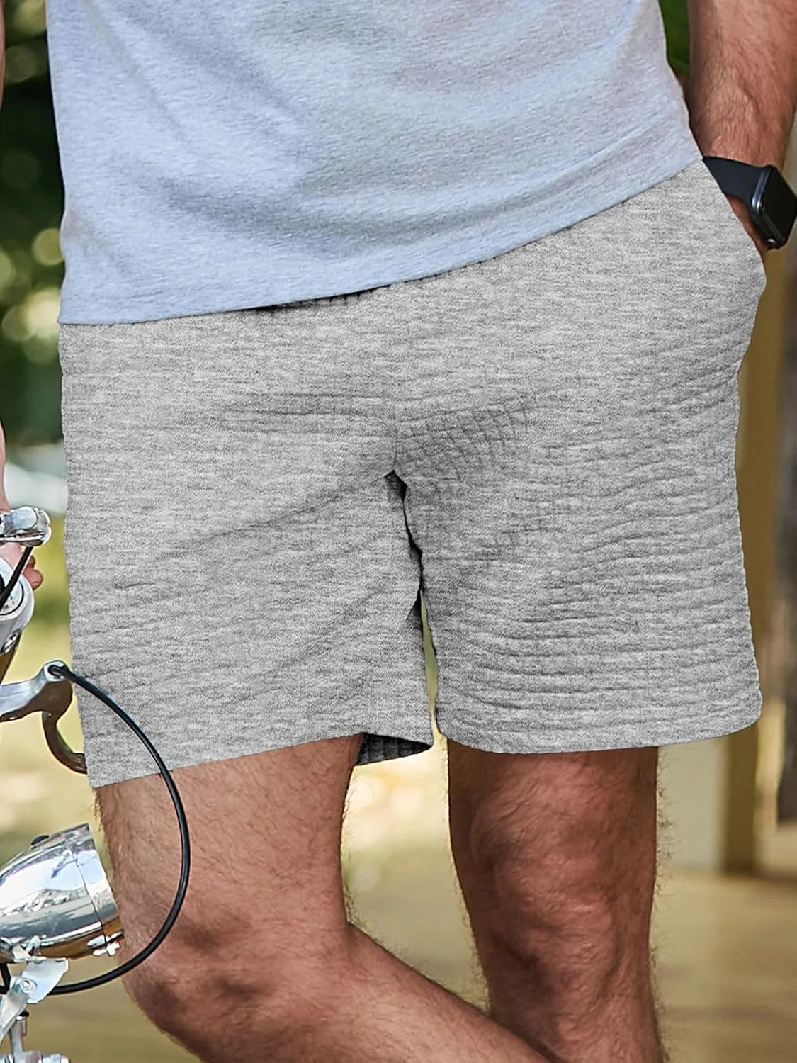 JMIERR Mens Sweat Shorts Casual Stretch Elastic Waist Waffle Workout Gym Short 7 inch Inseam Running Short with Pocket